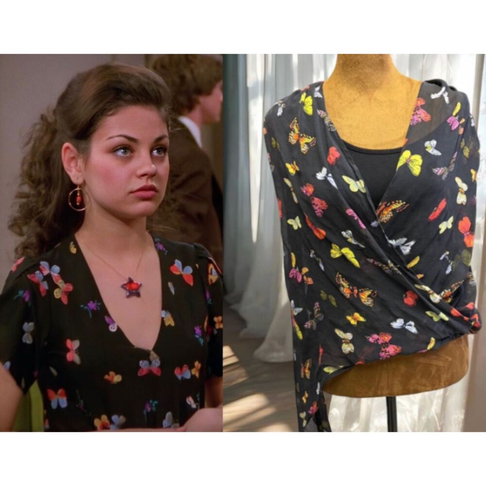 ASO That 70s Show Y2K Fairy Whimsigoth Festival Rave Butterfly Silk Boho Top